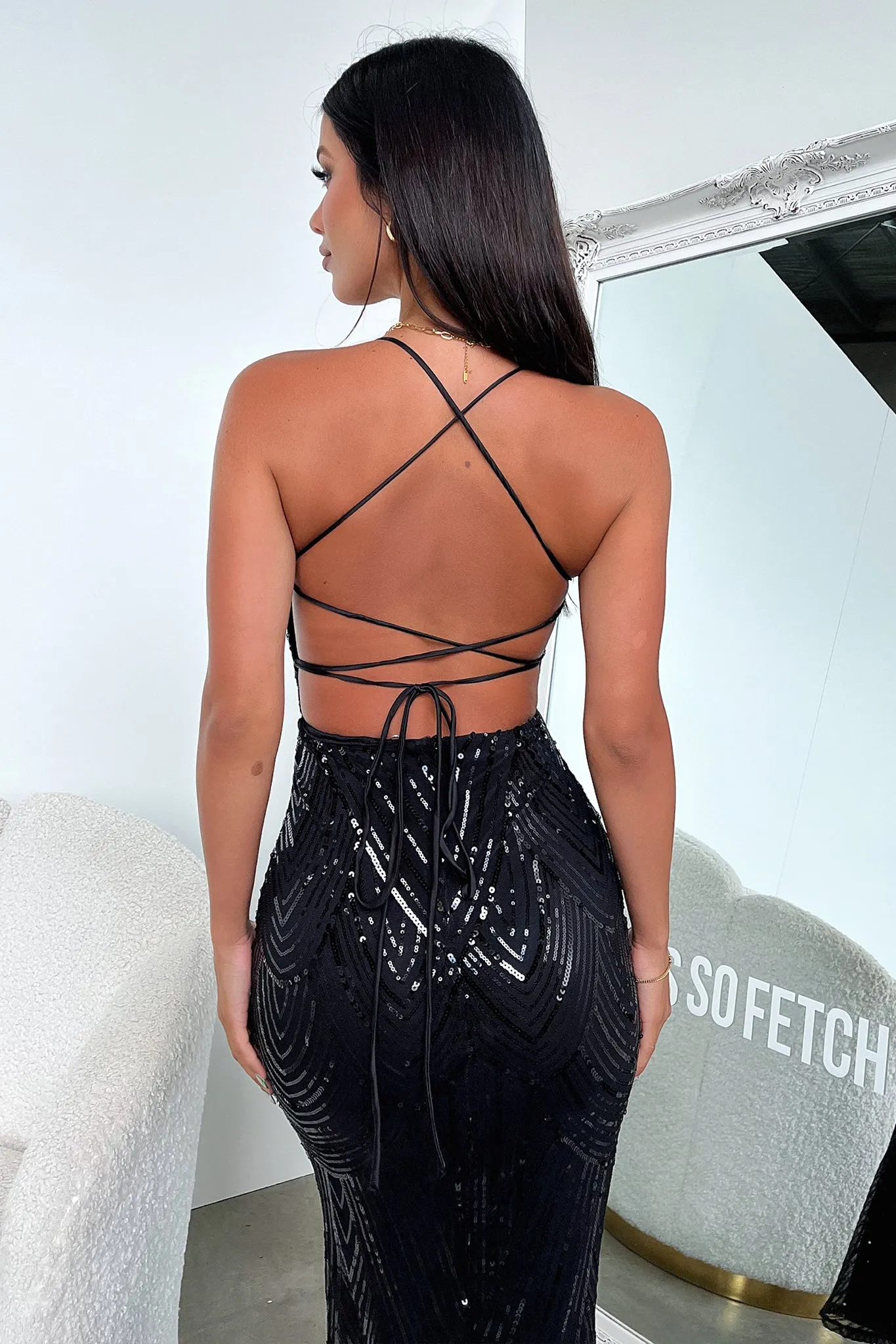 Sharkbite Hem Nolan Maxi Dress - Black