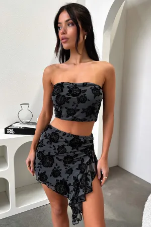 Simple Look Savian Skirt - Black Floral