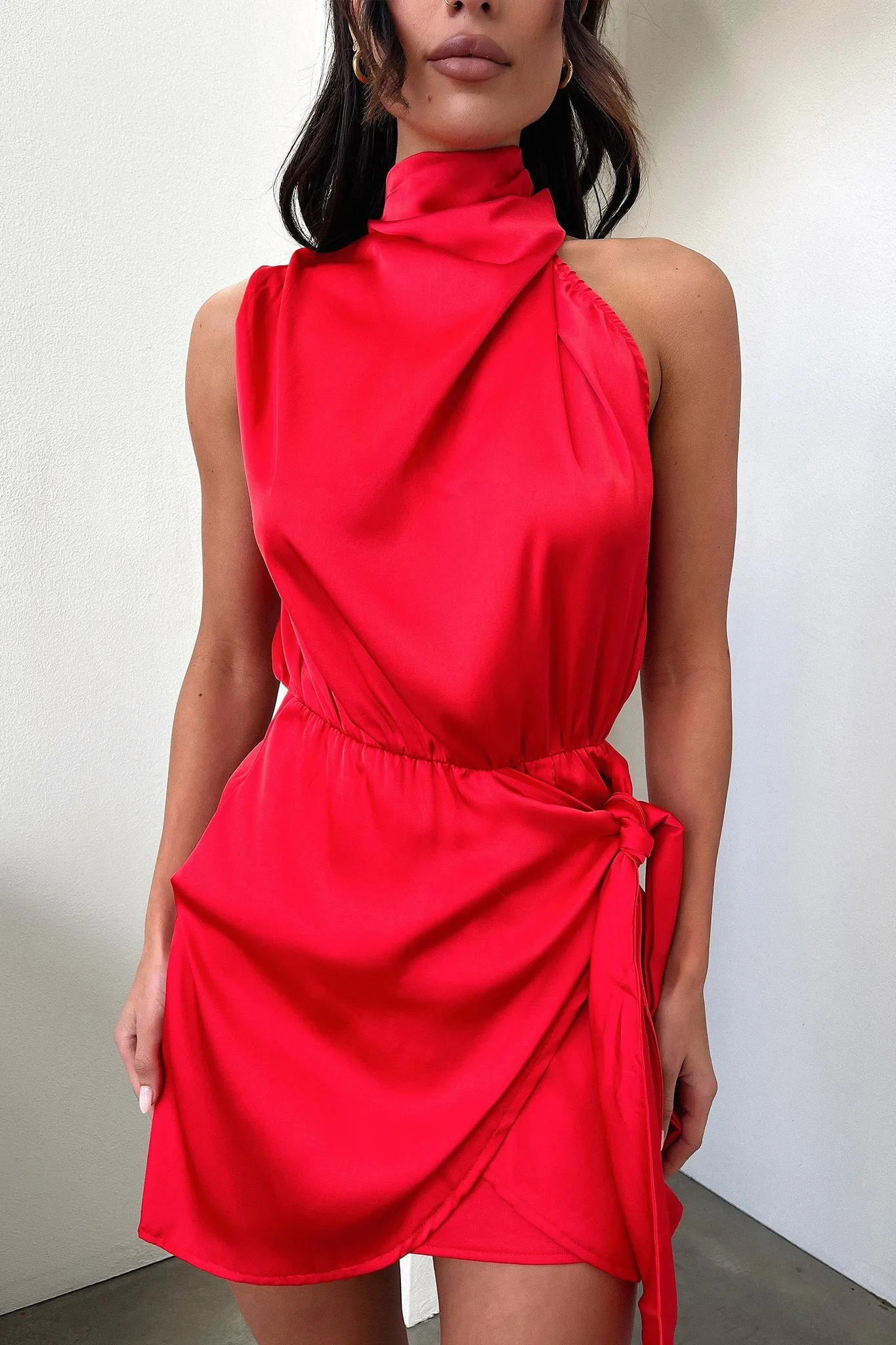 Sheer Mesh Santorini Mini Dress - Red