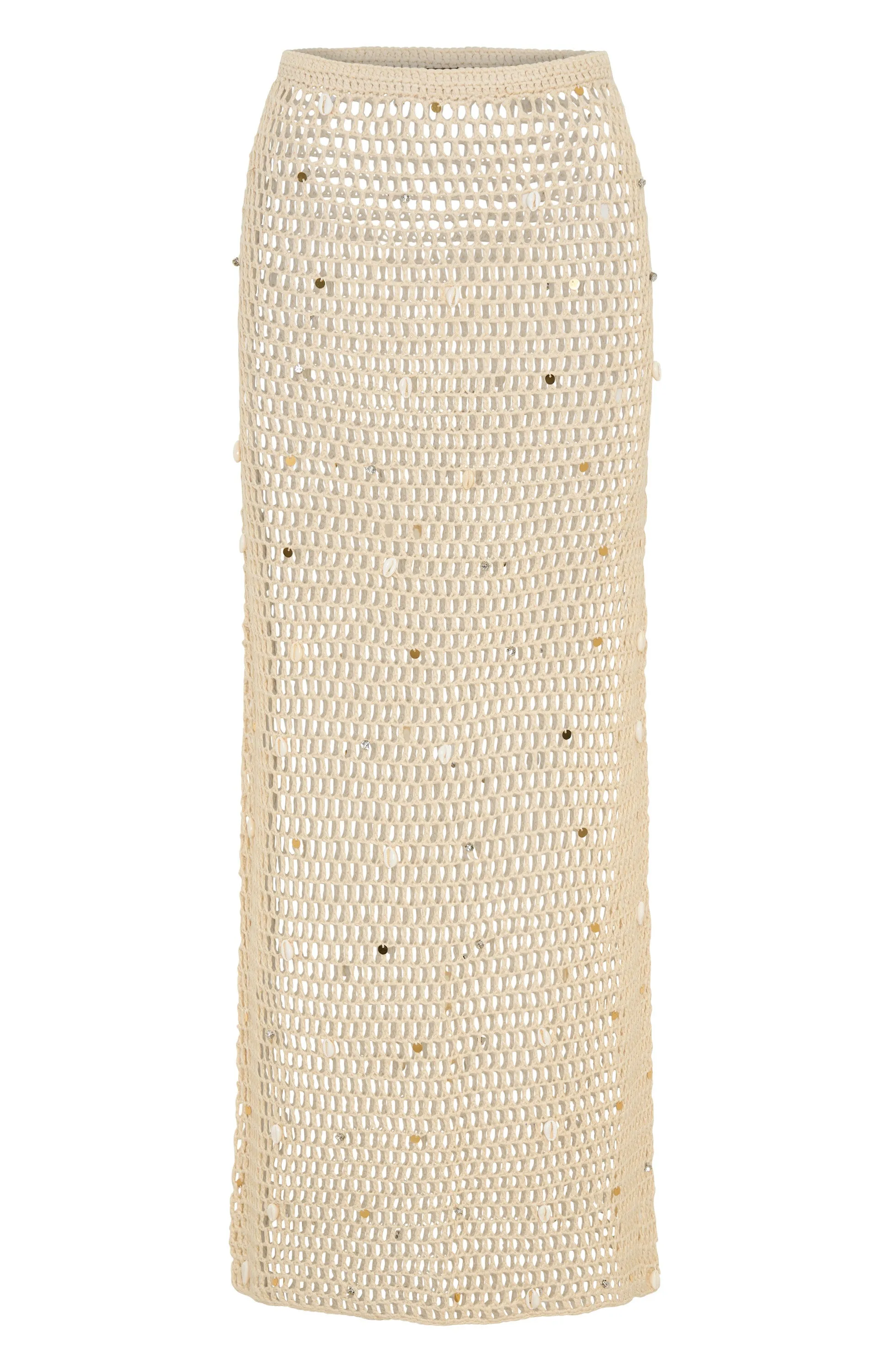 Shimmer Effect Dance With You Crochet Maxi Skirt Sand