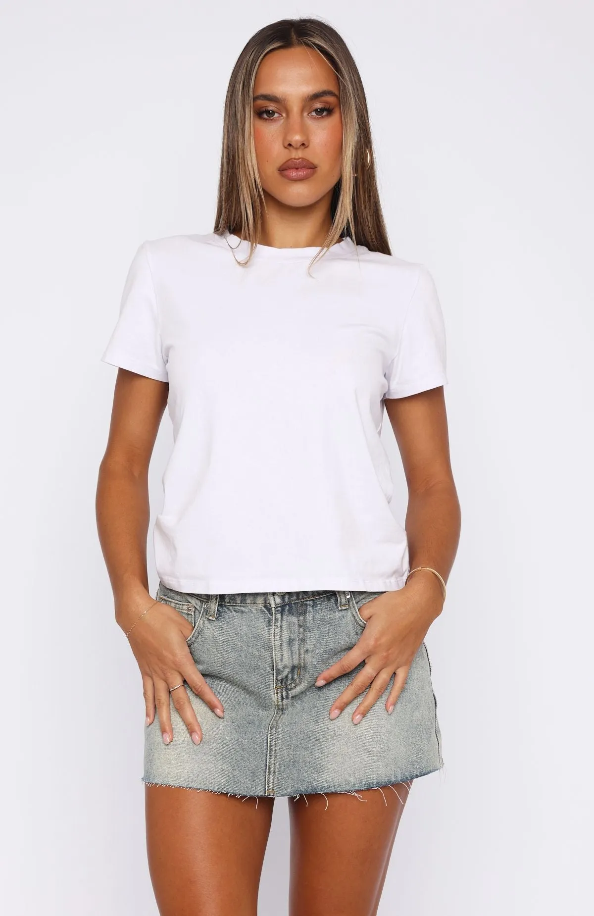 Shining Down Denim Mini Skirt Sand Five-inch Casual