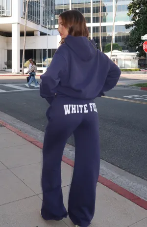Shout It Out Wide Leg Sweatpants Navy Adaptable Fit