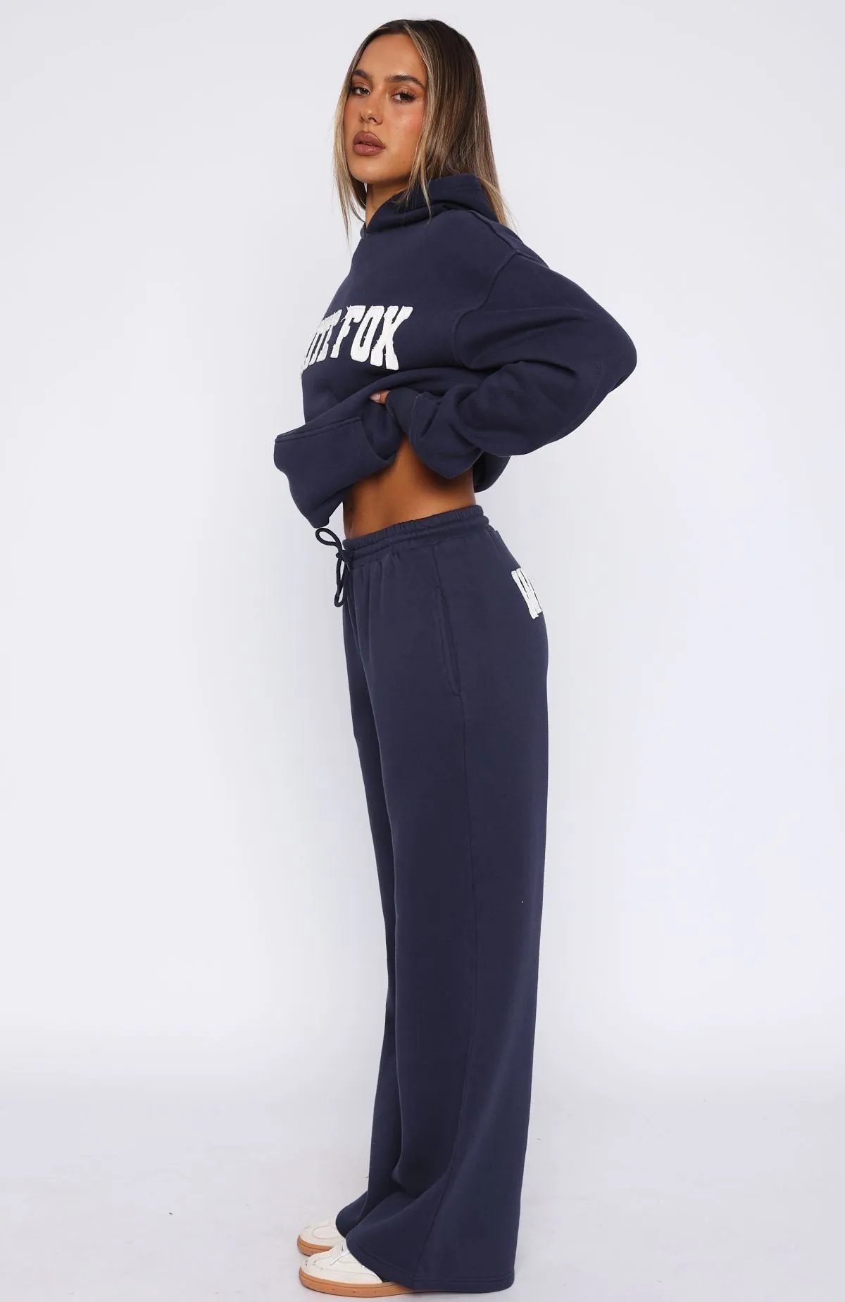 Shout It Out Wide Leg Sweatpants Navy Premium Waist