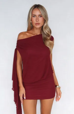 Sicilian Dreams Mini Dress Wine Airy Fabric