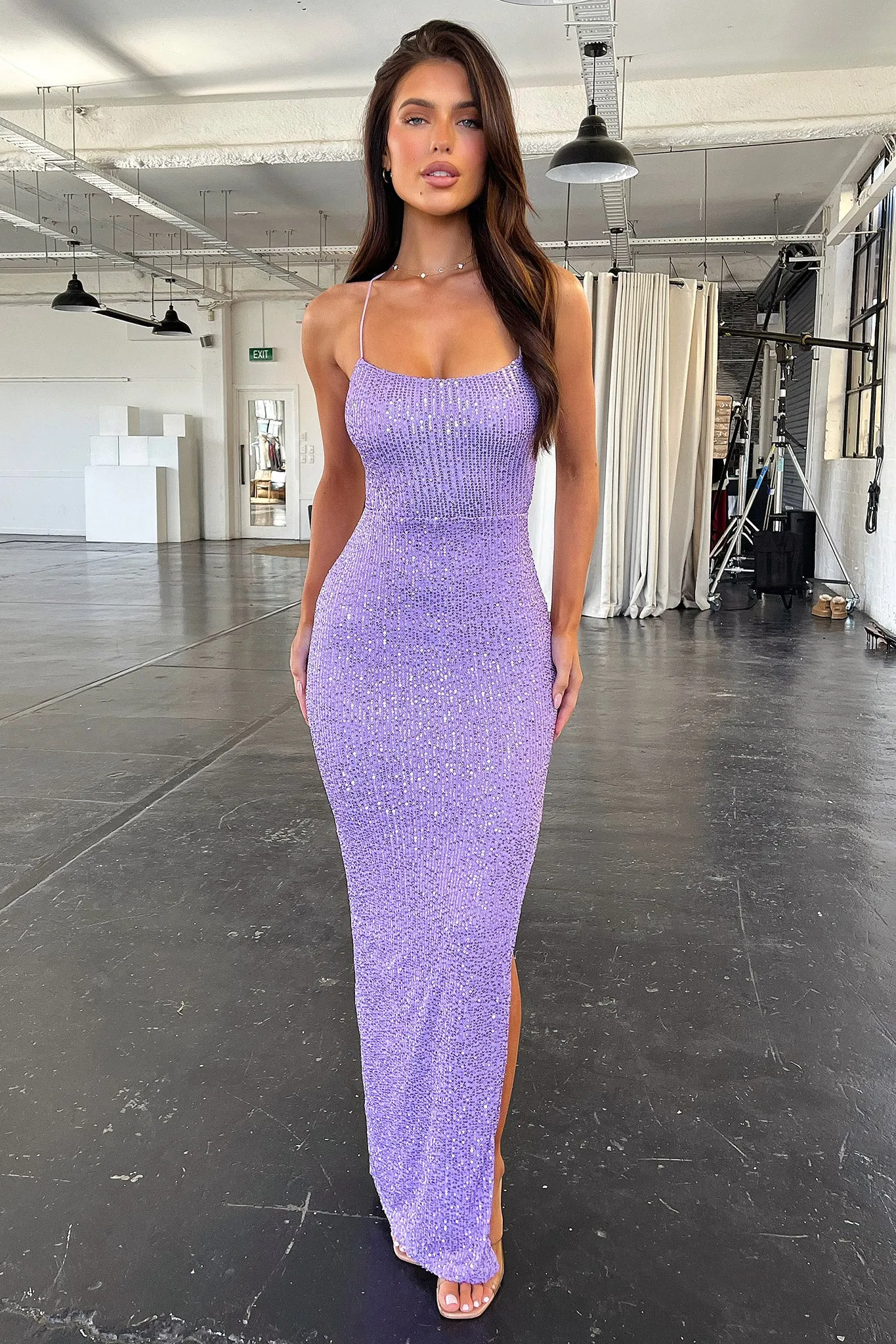 Silky feel Alina Maxi Dress - Lilac