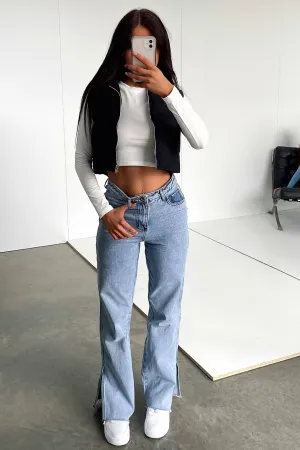 Soft Texture Sinead Straight Leg Jeans - Blue Denim