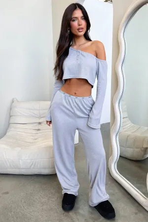 Office Chic Dana Straight Leg Lounge Pants - Grey