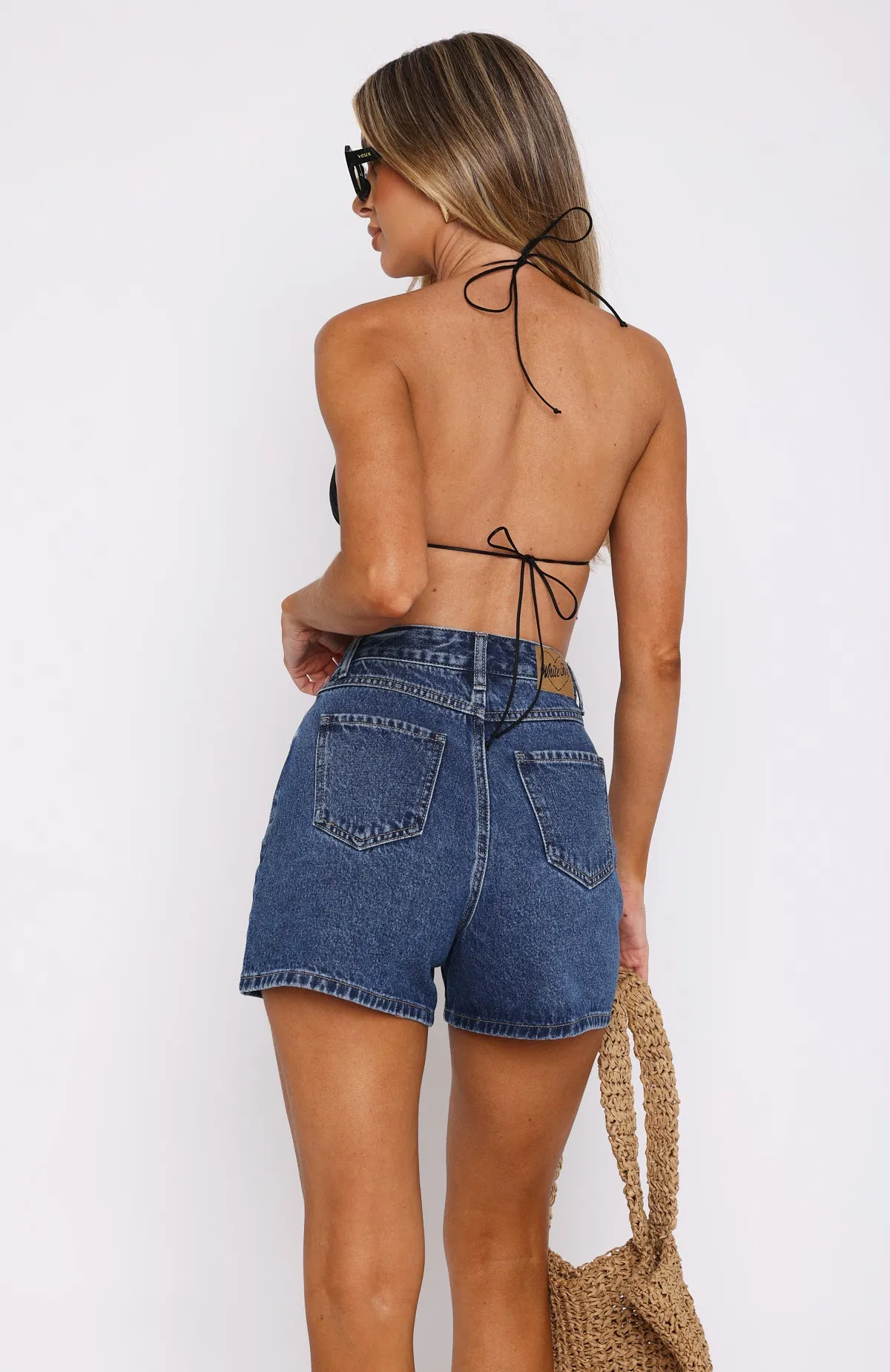 Slant Pocket Practical Hurt Feelings Denim Shorts Cobalt Blue Wash