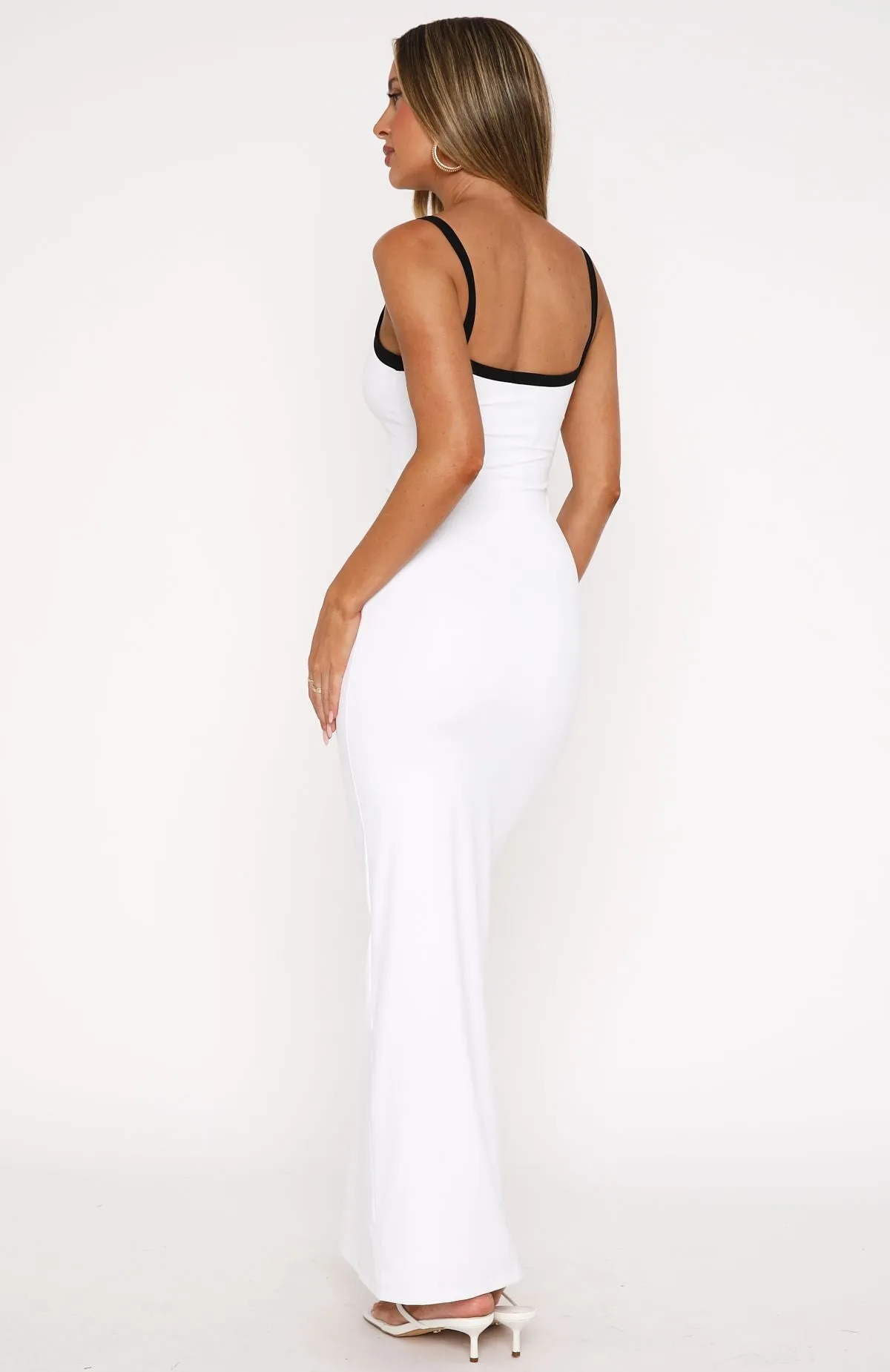 Slate Grey Just Stay Calm Maxi Dress White