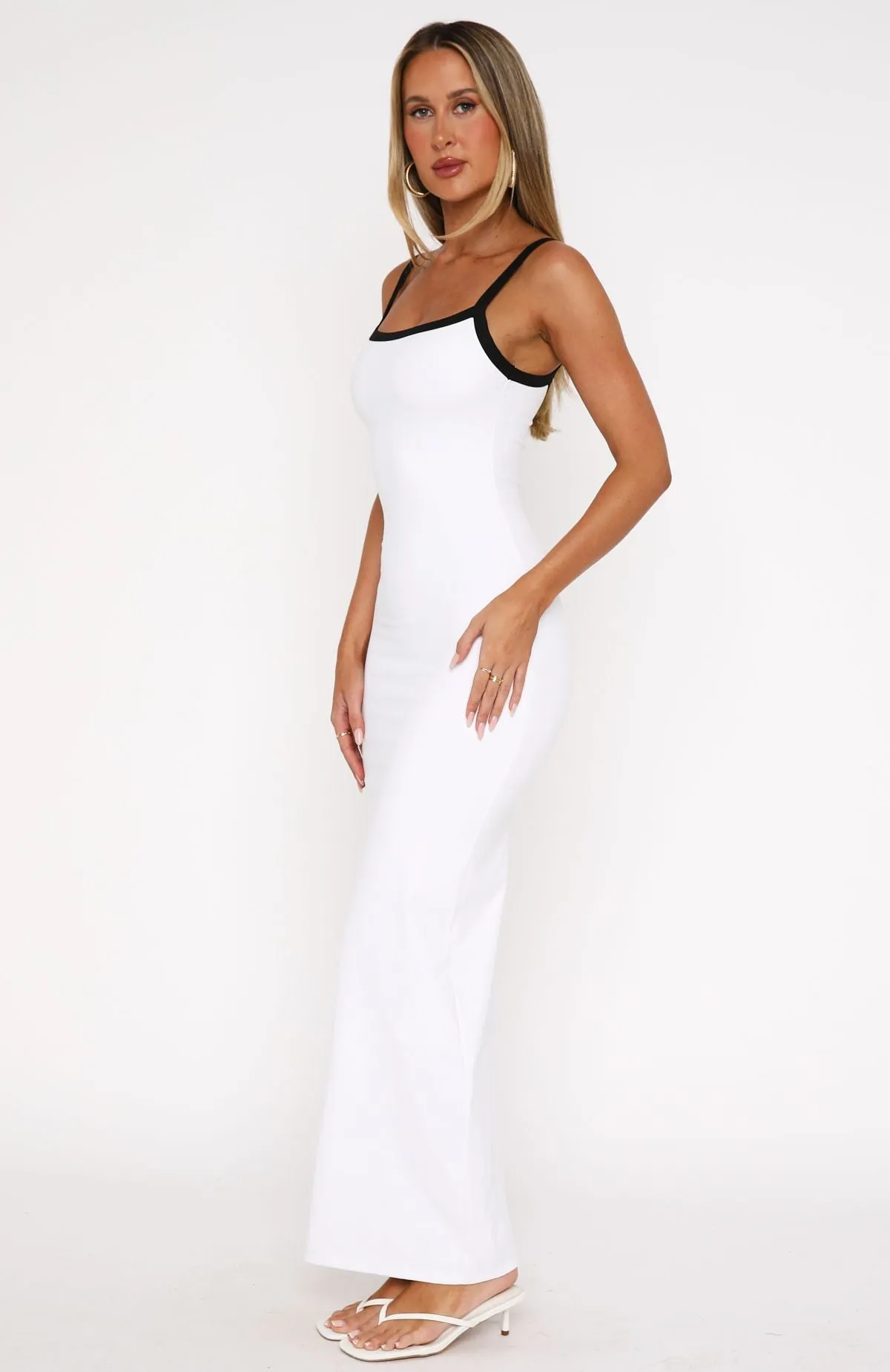 Slate Grey Just Stay Calm Maxi Dress White