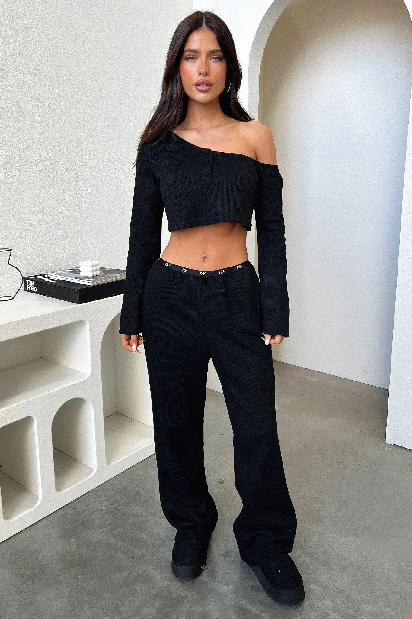Sleek Look Dana Straight Leg Lounge Pants - Black