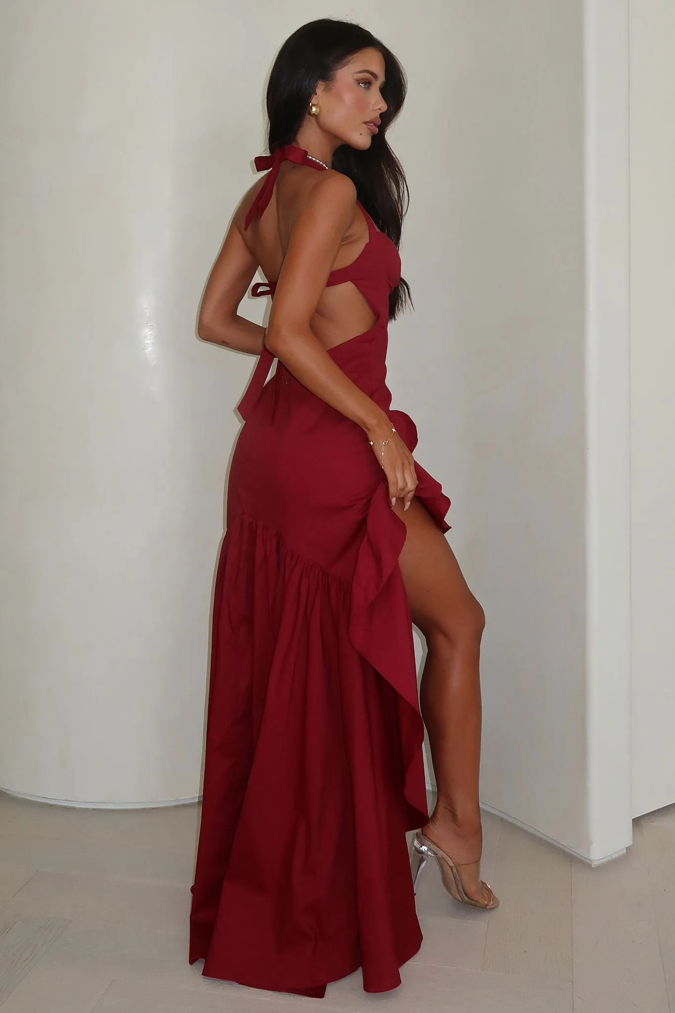 Sleek modern Neva Maxi Dress - Red
