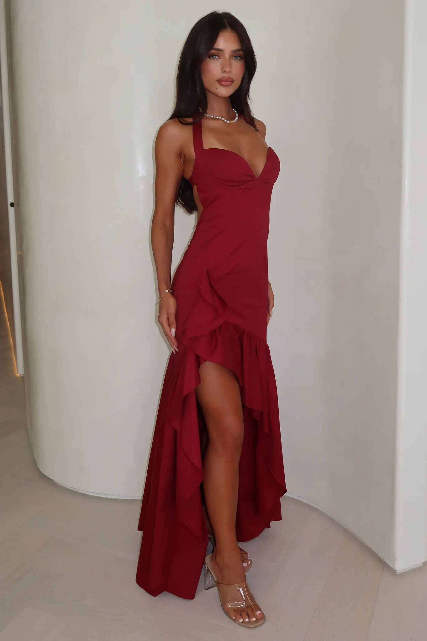 Sleek modern Neva Maxi Dress - Red