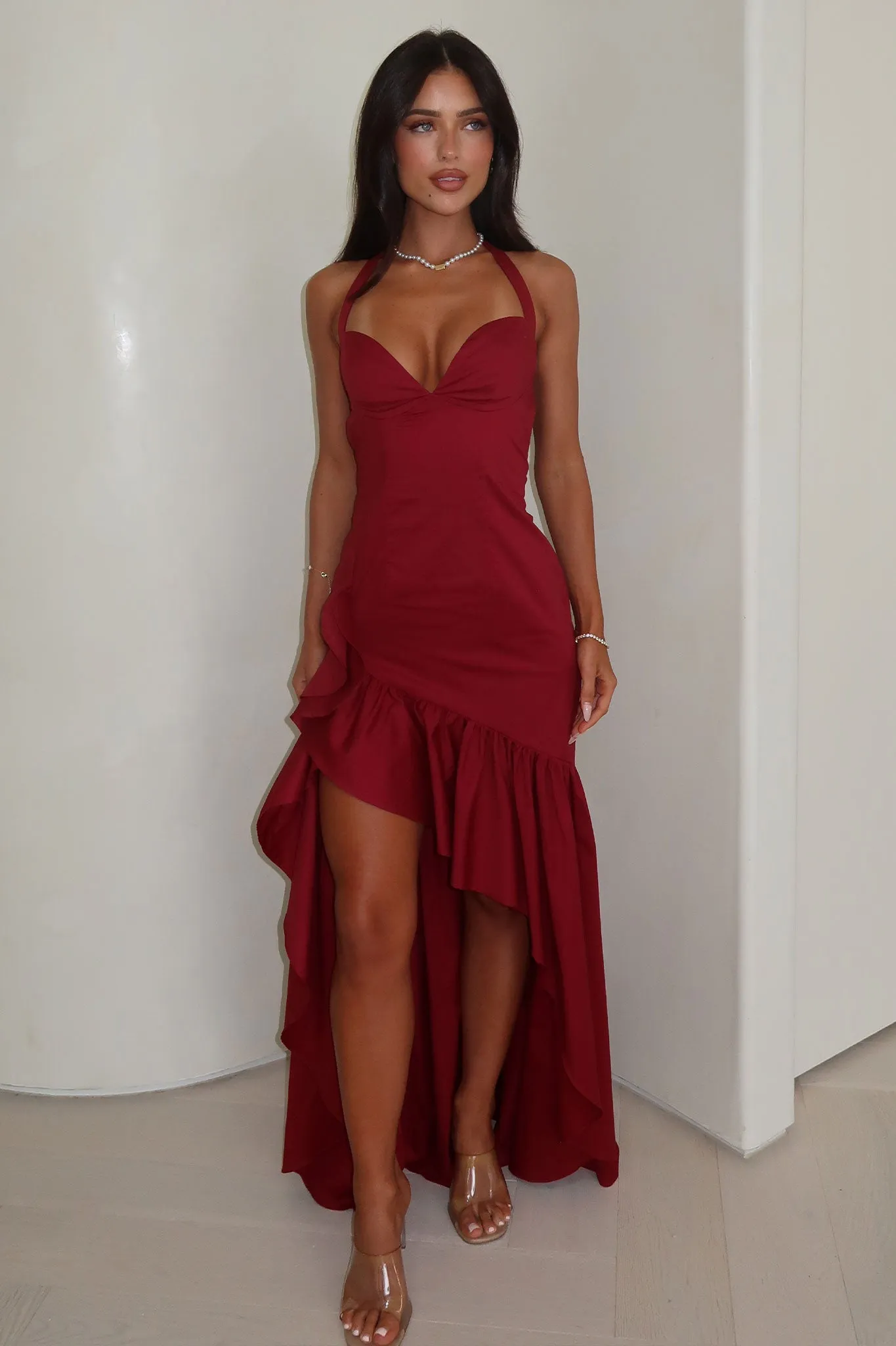 Sleek modern Neva Maxi Dress - Red