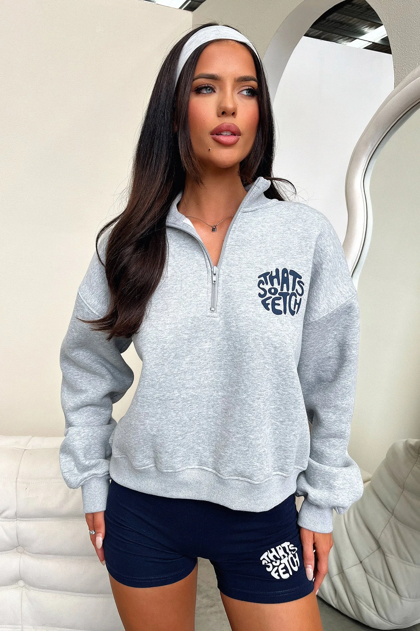 slim Beckham Half Zip Sweater - Grey