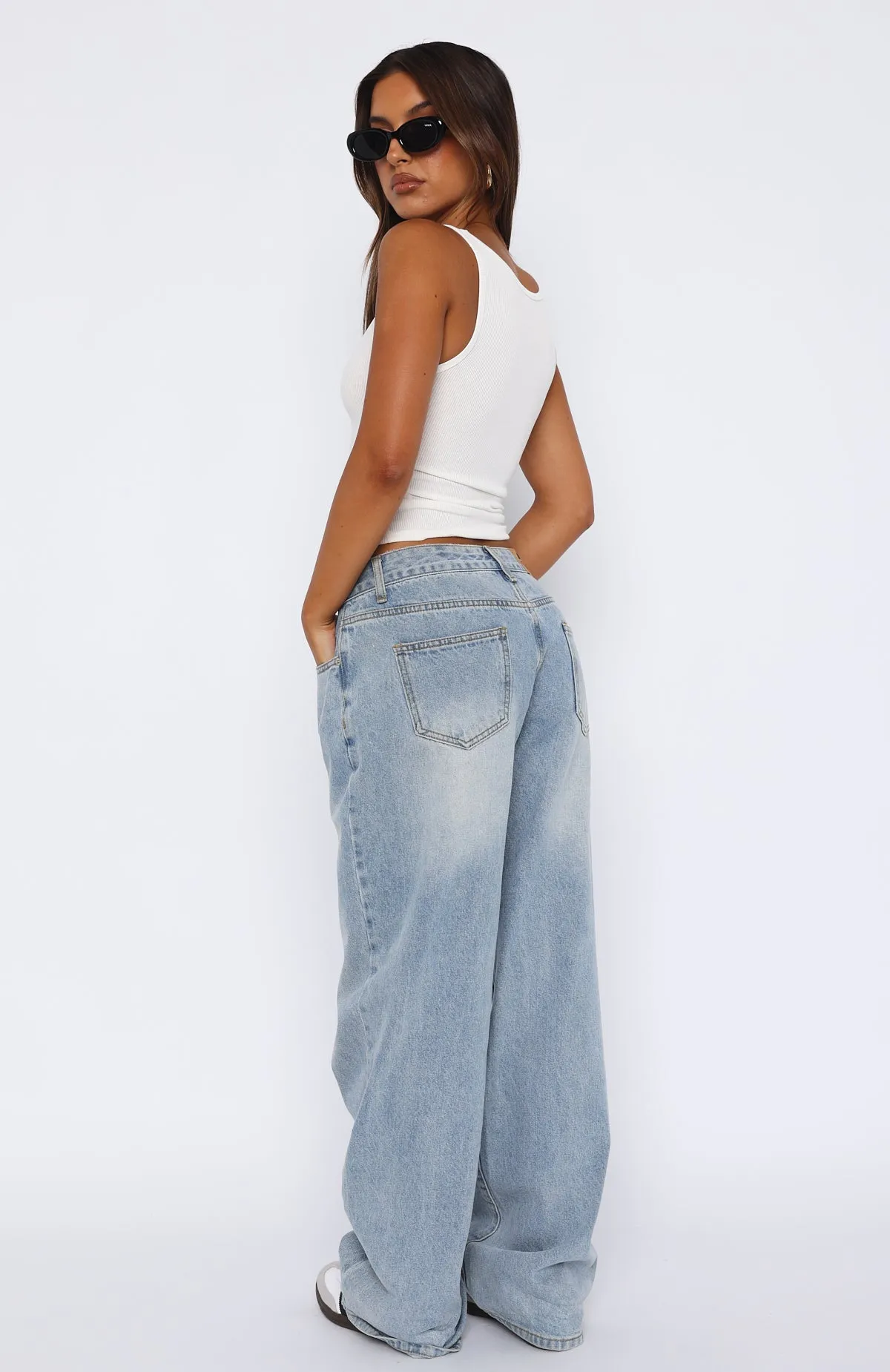 Slim-leg Slim Bring The Style Low Rise Wide Leg Jeans Light Blue Wash