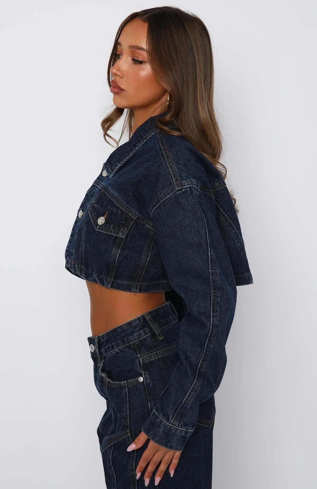 Slim-leg Slim Love You Again Denim Jacket Dark Blue