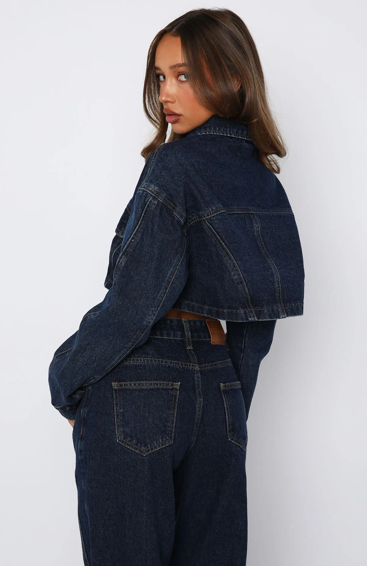 Slim-leg Slim Love You Again Denim Jacket Dark Blue