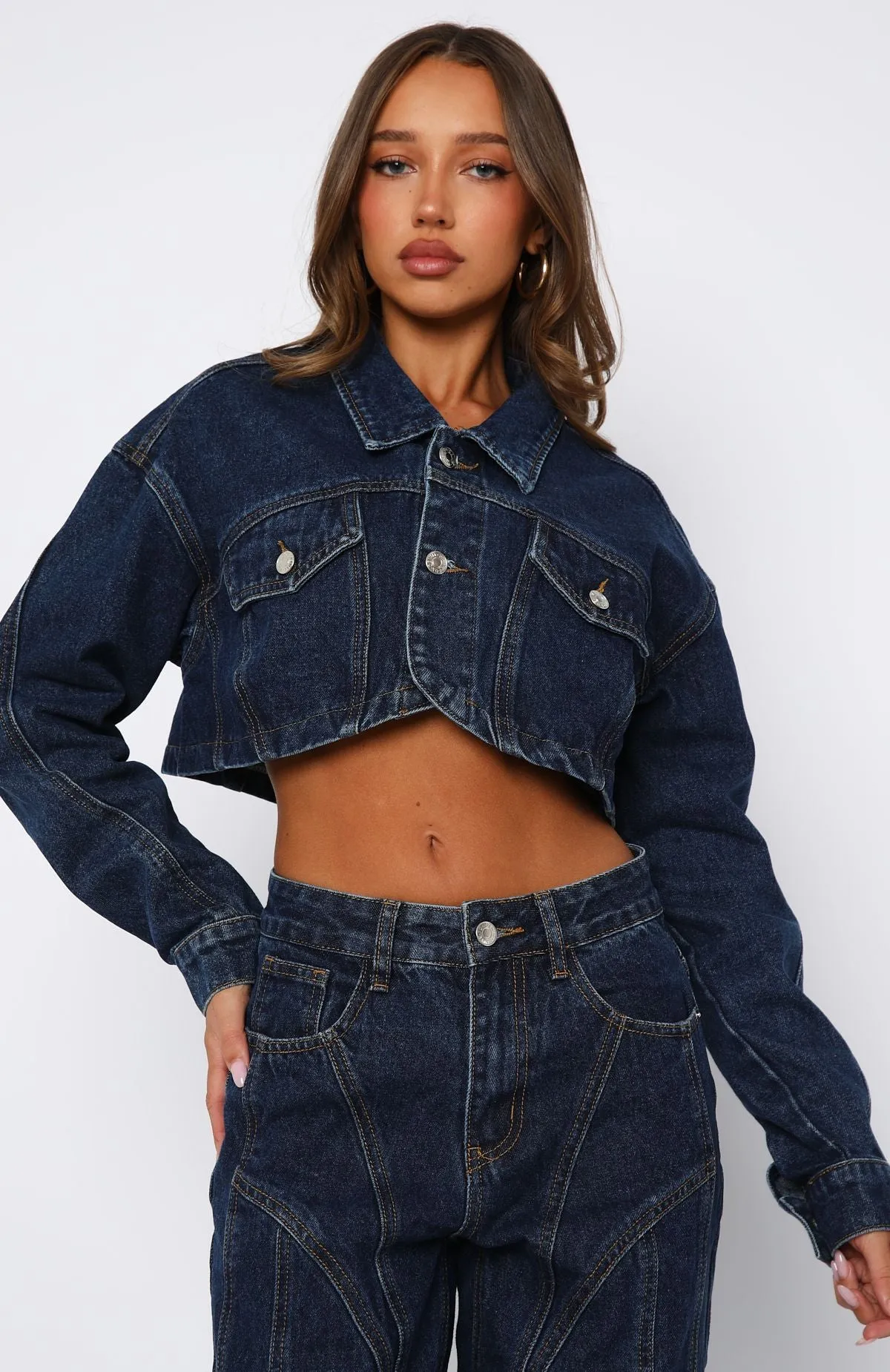 Slim-leg Slim Love You Again Denim Jacket Dark Blue
