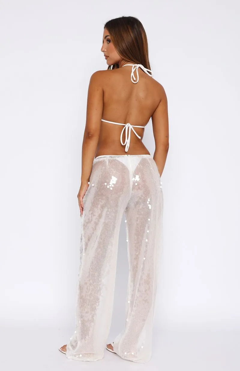 Slimming Silhouette Caught Up In It Sequin Pants White