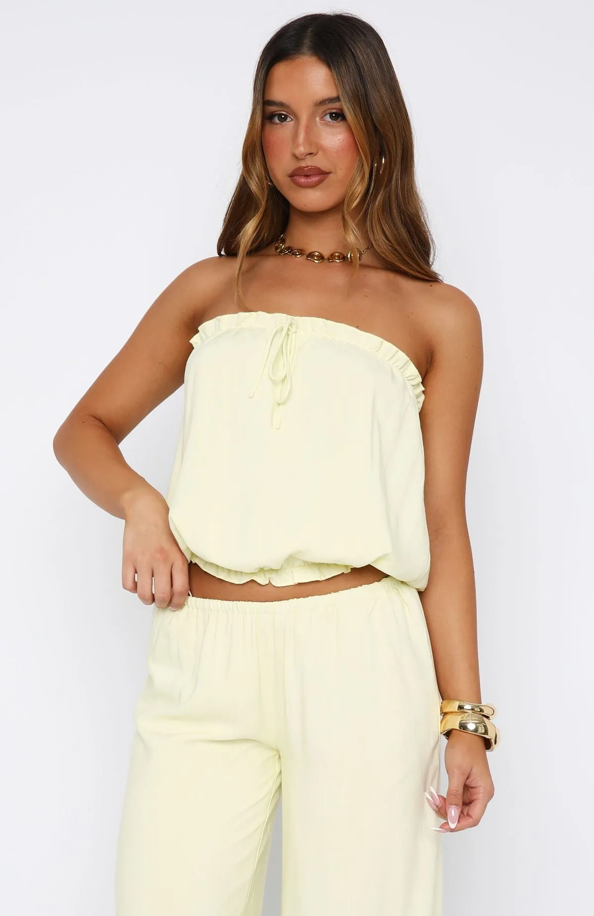 Slimming Silhouette Golden Child Strapless Top Lemon