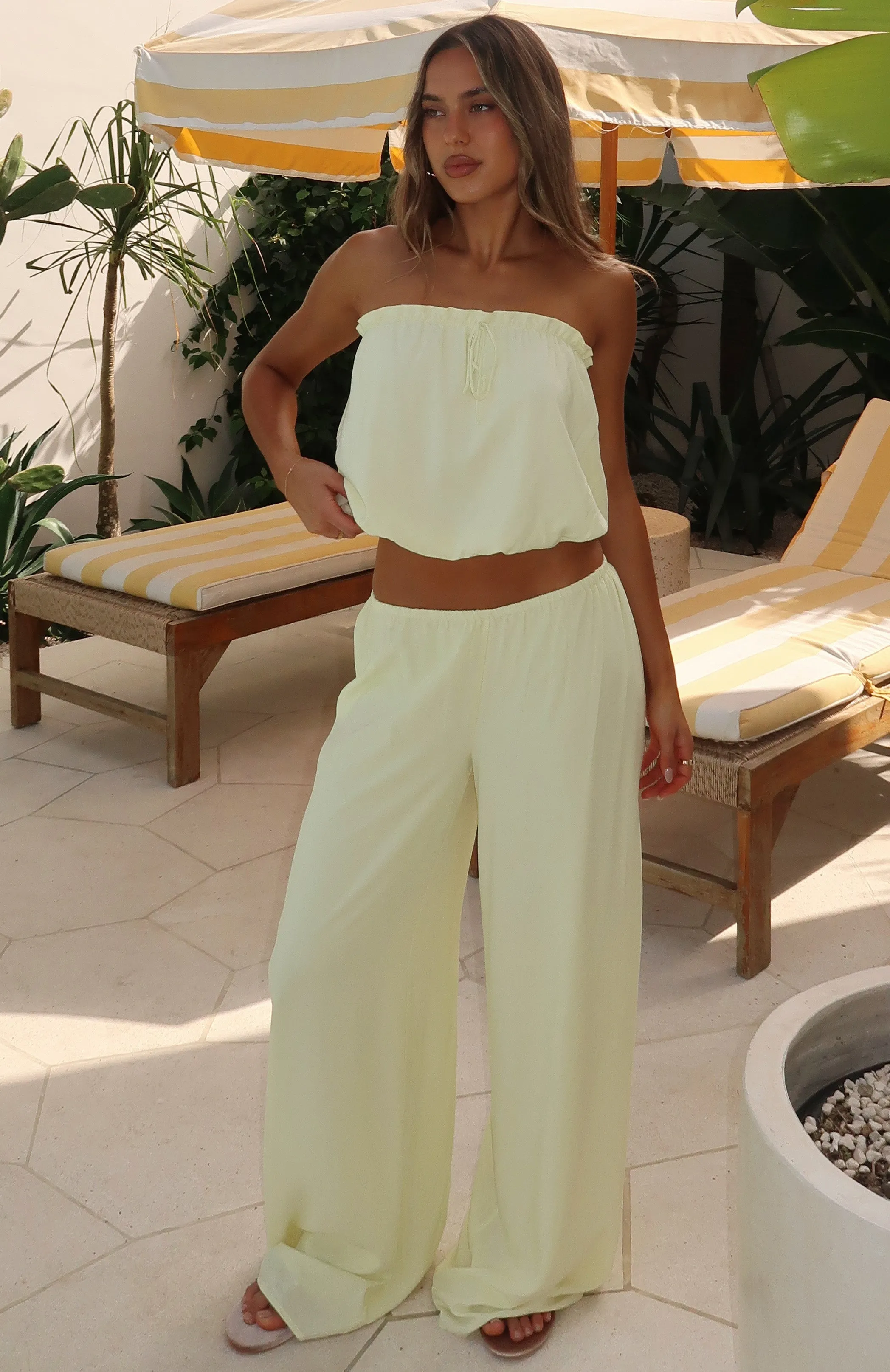 Slimming Silhouette Golden Child Strapless Top Lemon