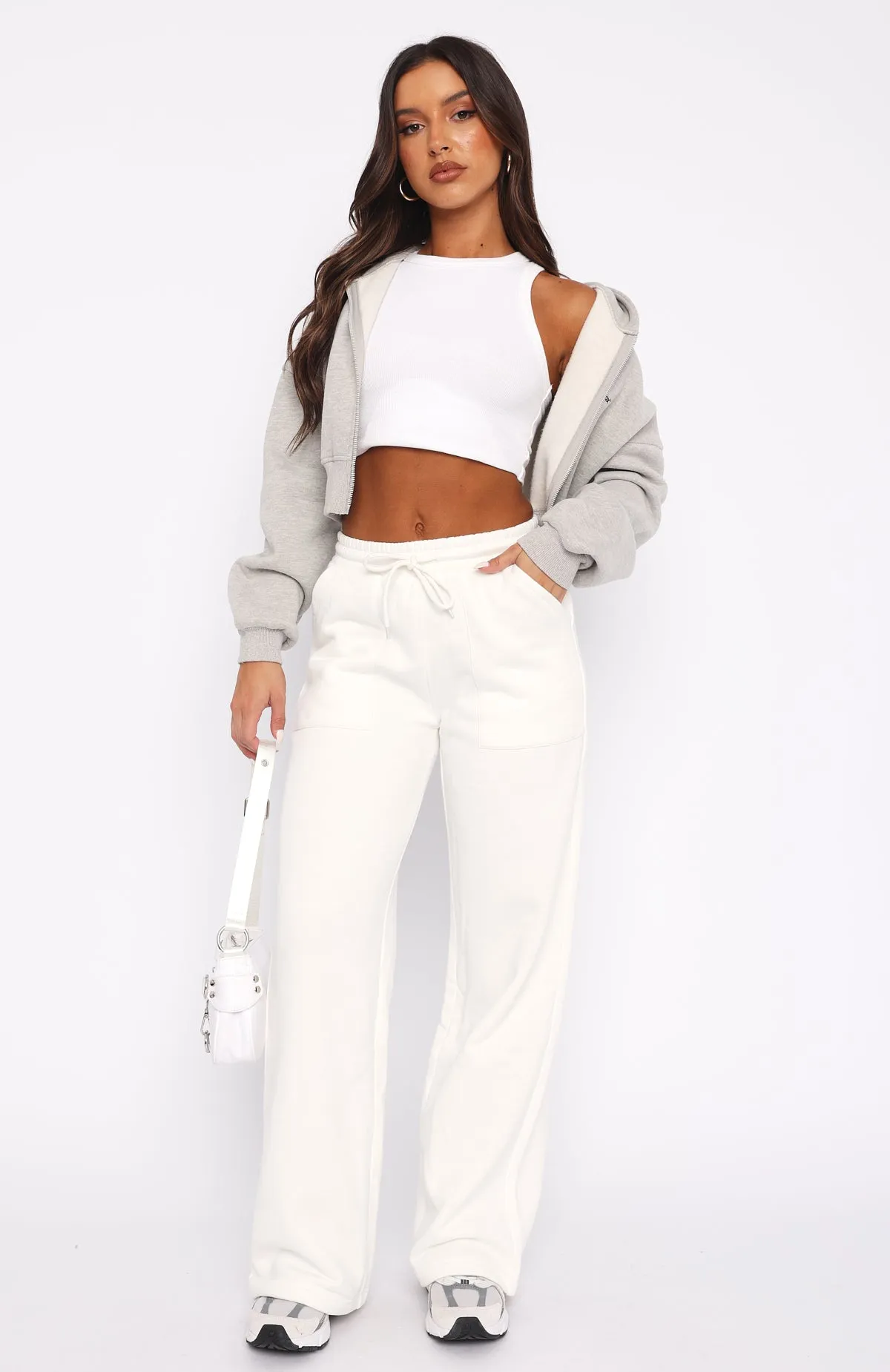 Smart Design You'd Love It Here Wide Leg Sweatpants White