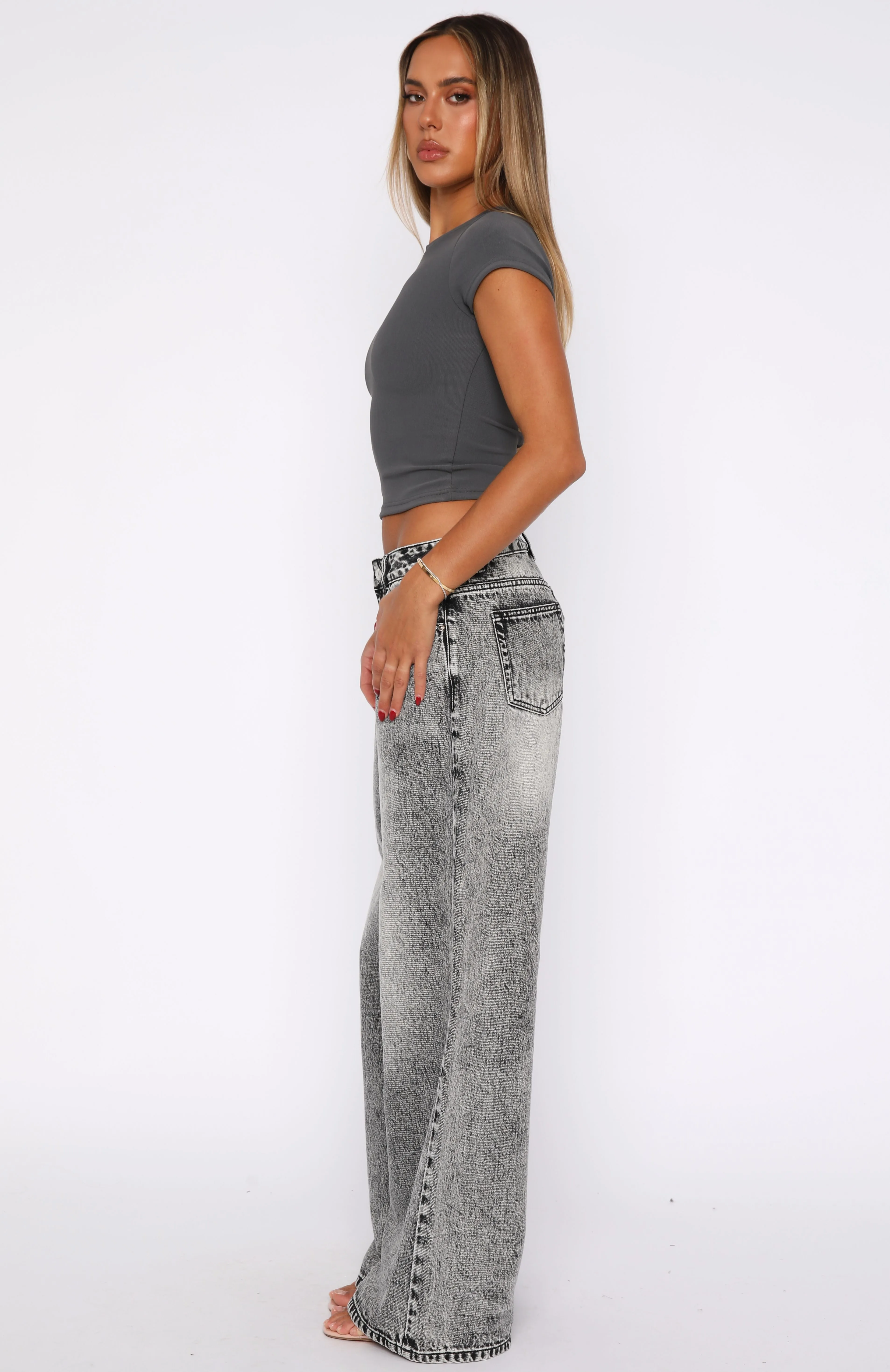 Smoke Gray Street Maeve Low Rise Wide Leg Jeans Grey Acid