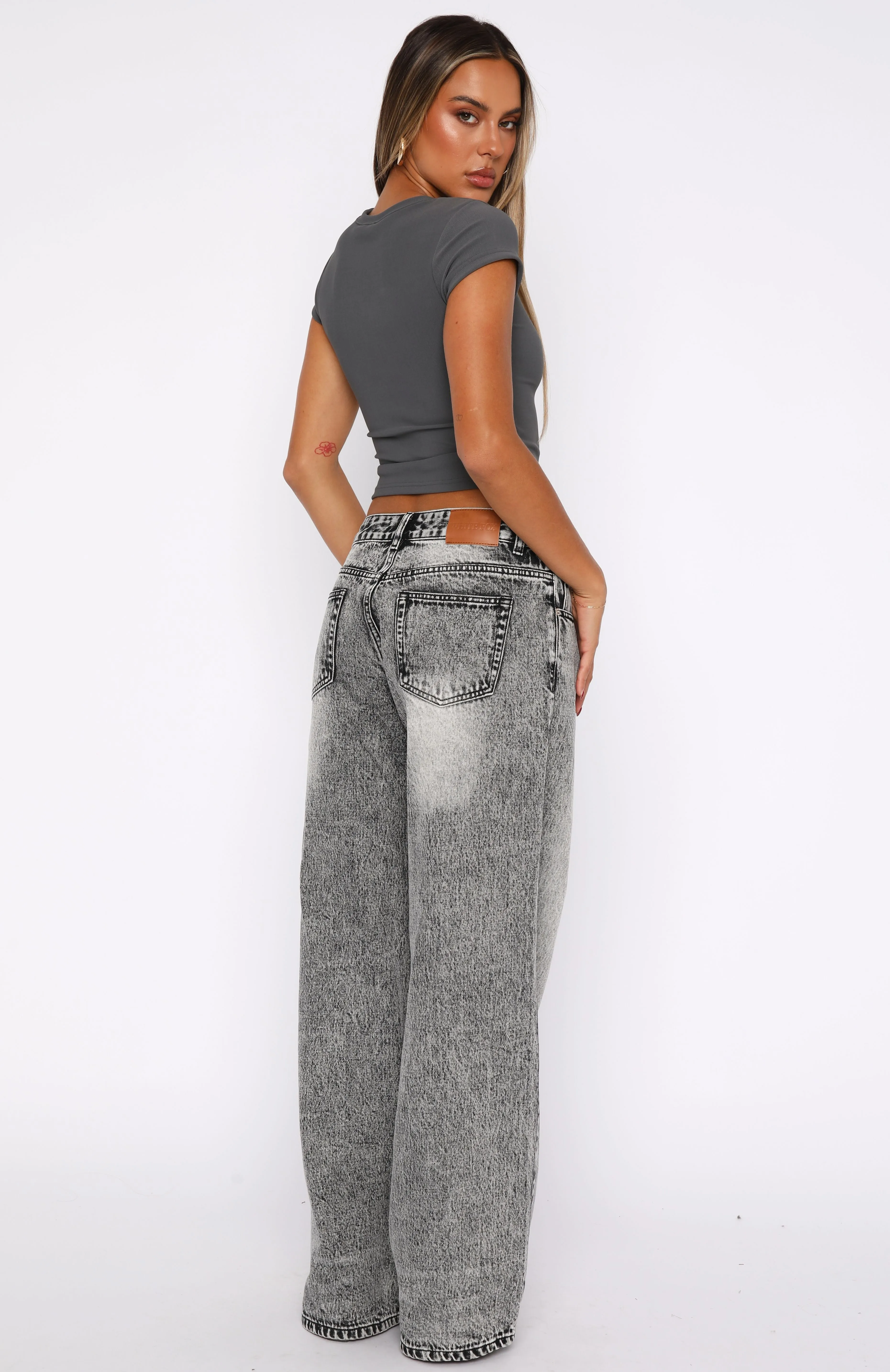 Smoke Gray Street Maeve Low Rise Wide Leg Jeans Grey Acid