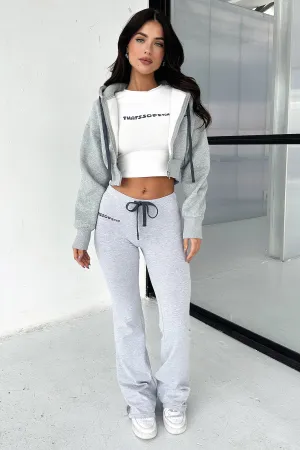 Bamba Low Rise Pants - Grey Bold Waistband Fashion Forward