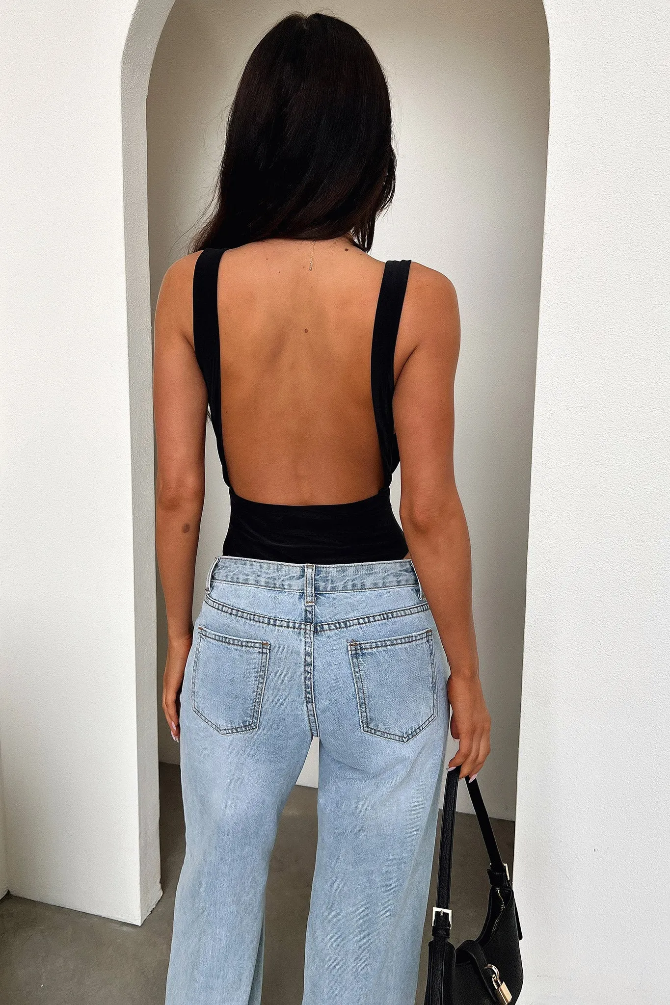 Sofia Bodysuit - Black Twill Weave