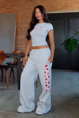 From The Archives Jaxx Wide Leg Sweatpant Dark Grey Marle Simple Fit