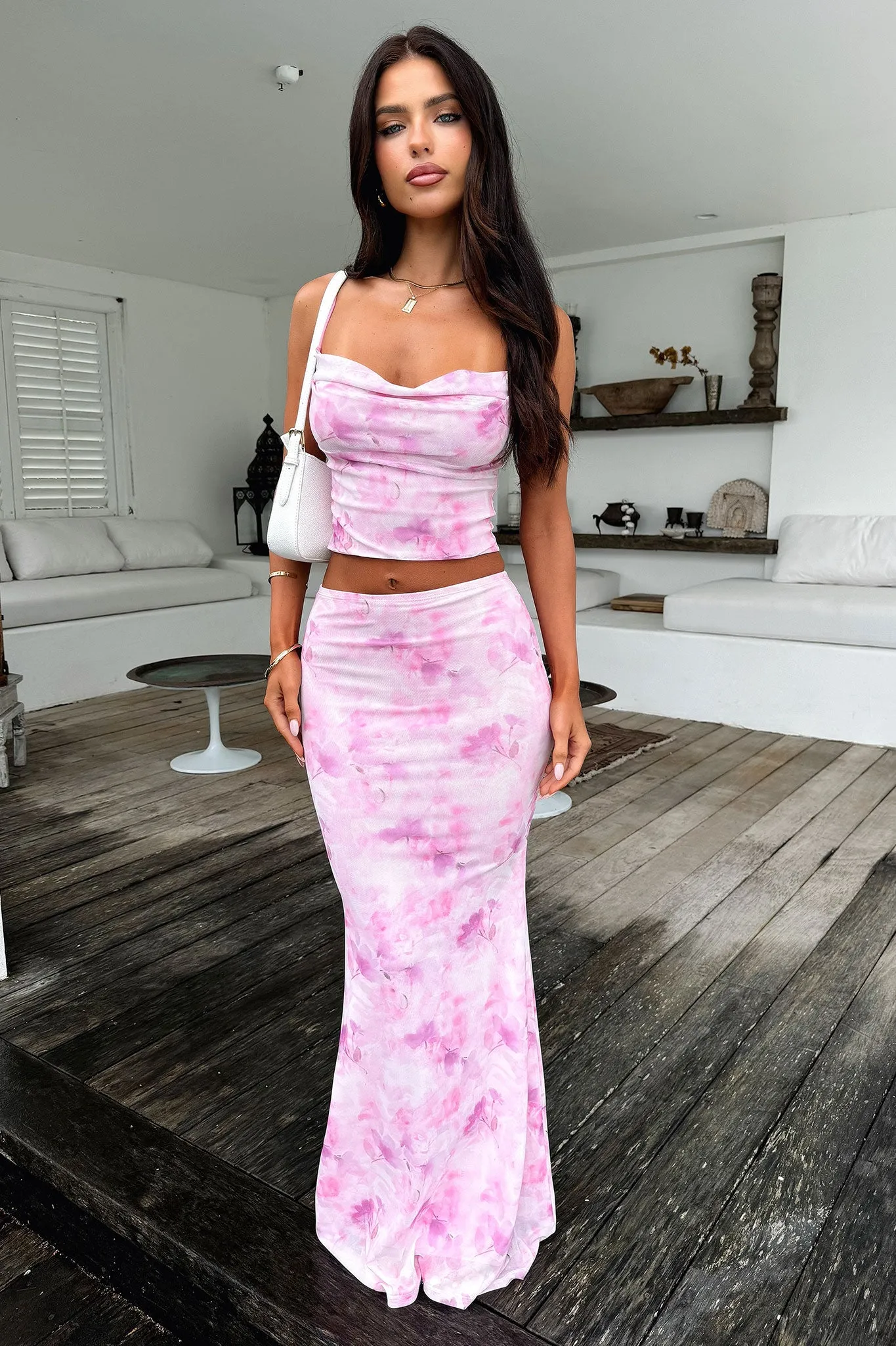 Soft Pattern Ryleigh Maxi Skirt - Pink Floral