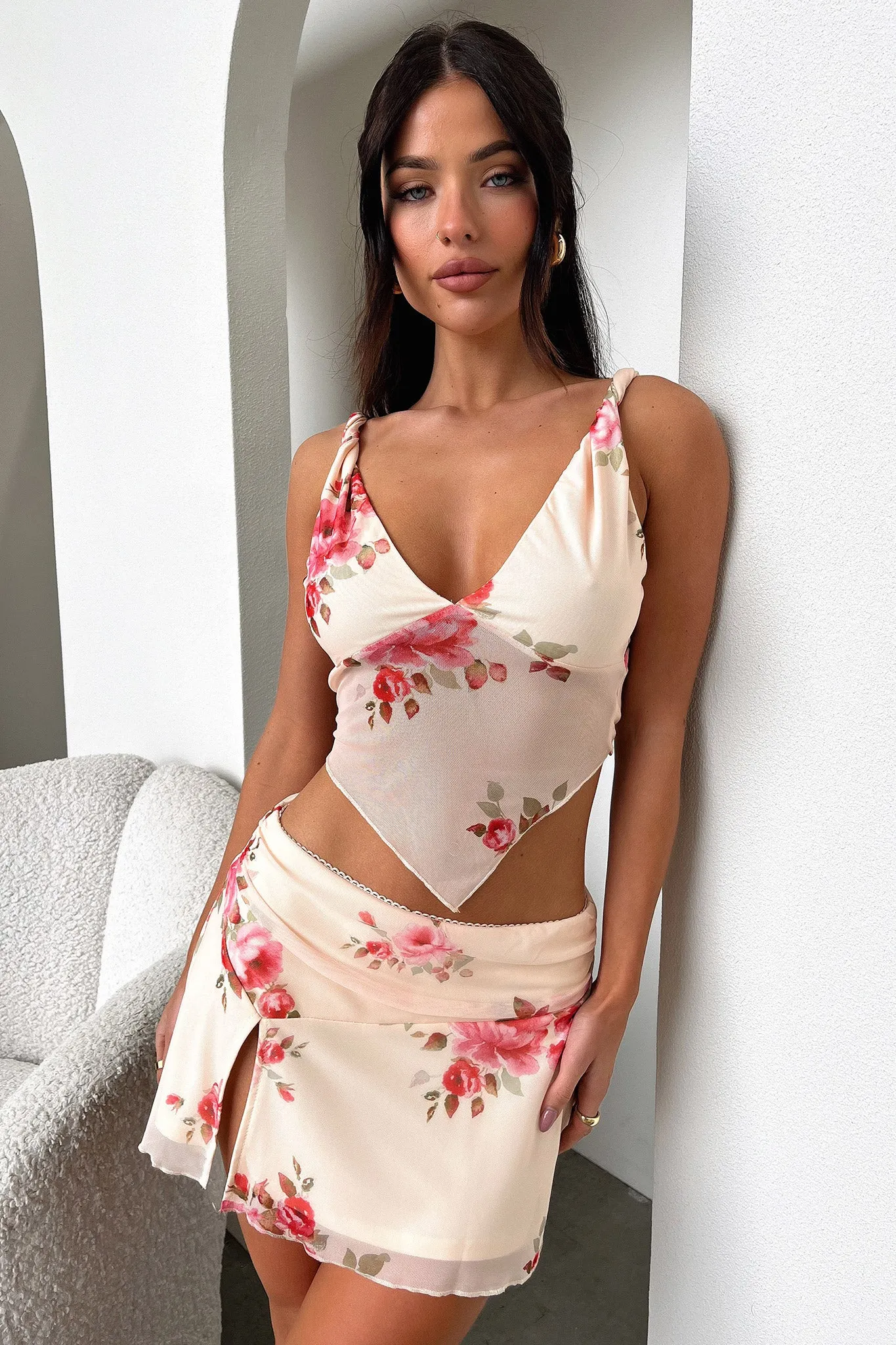 Soft Pattern Tanaya Skirt - Pink Floral