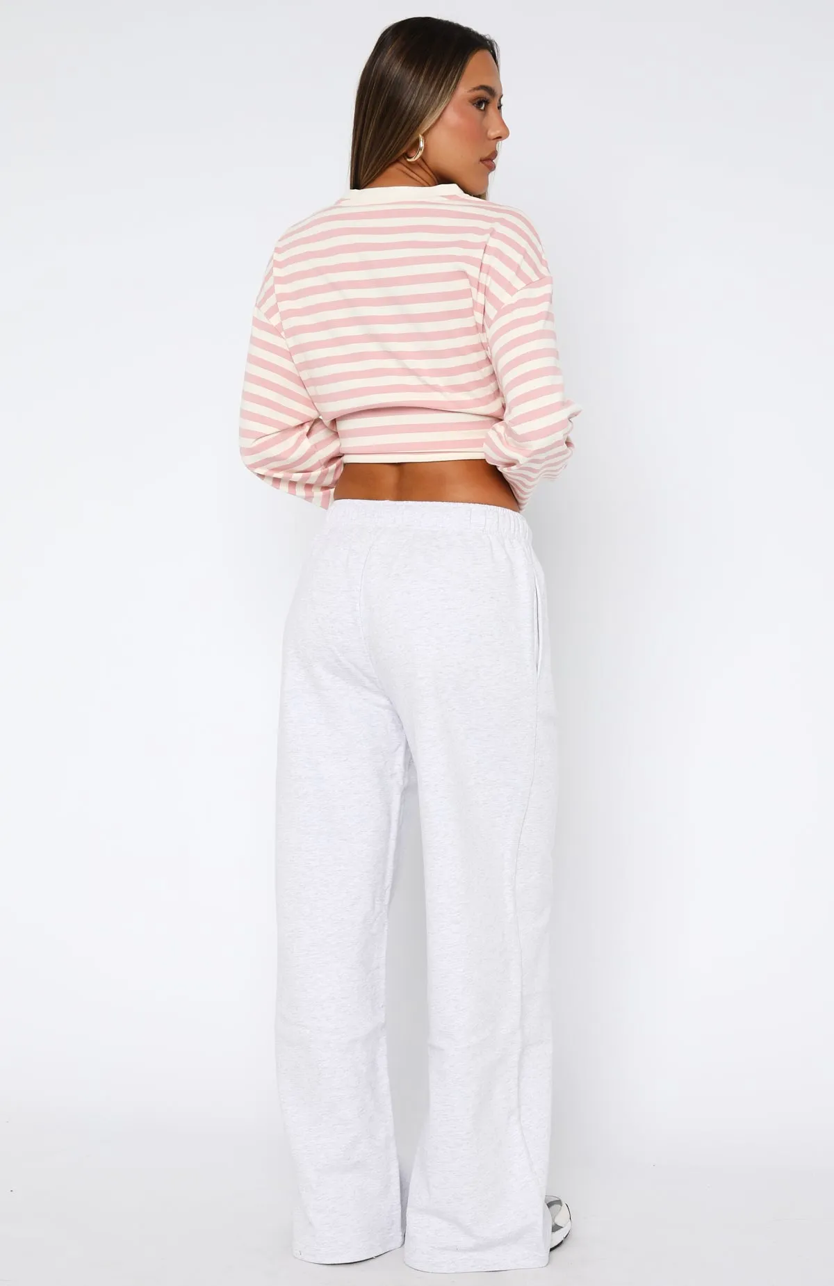 Soft Stretch Give It A Rest Wide Leg Sweatpants Grey Marle