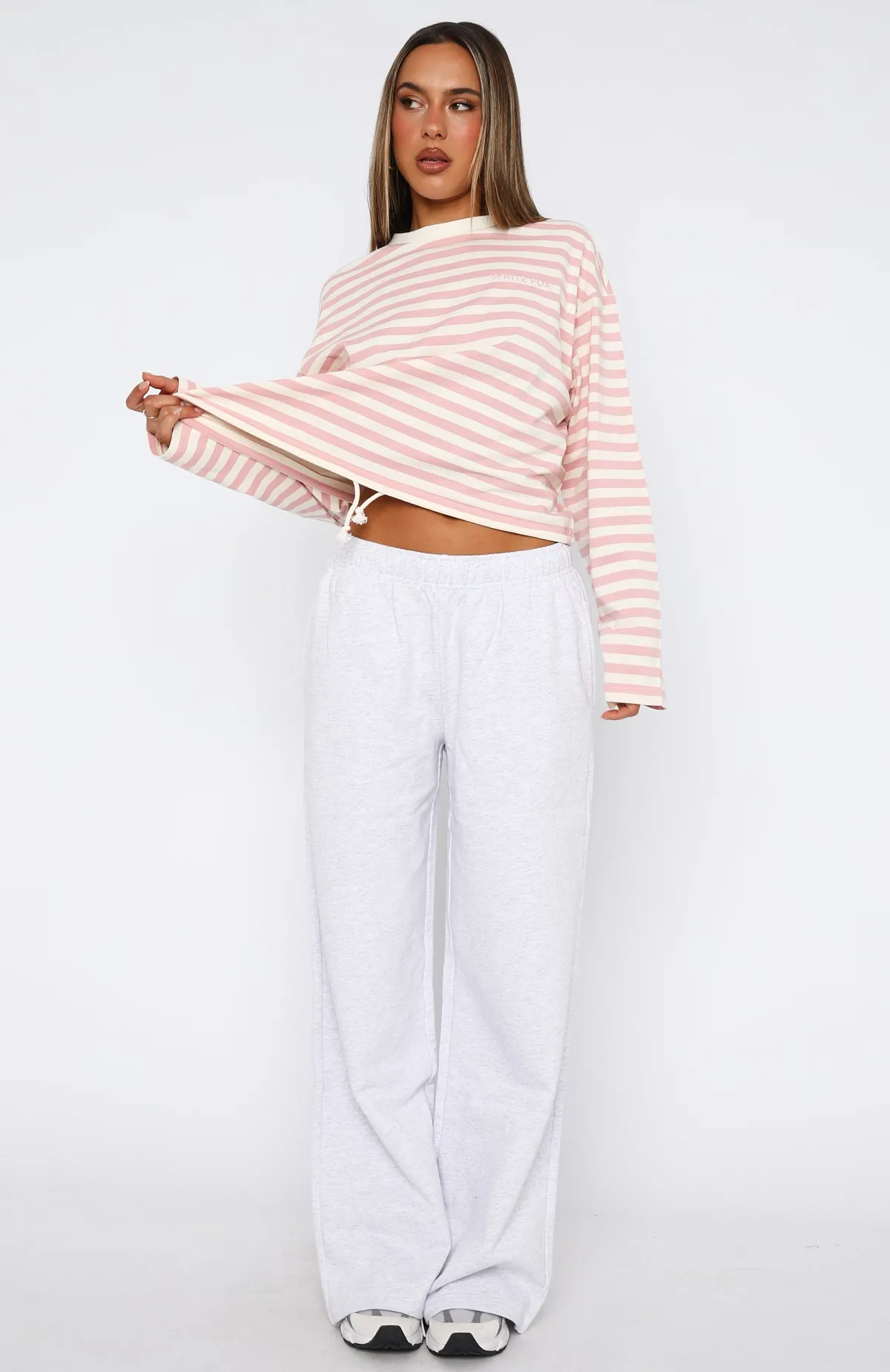 Soft Stretch Give It A Rest Wide Leg Sweatpants Grey Marle