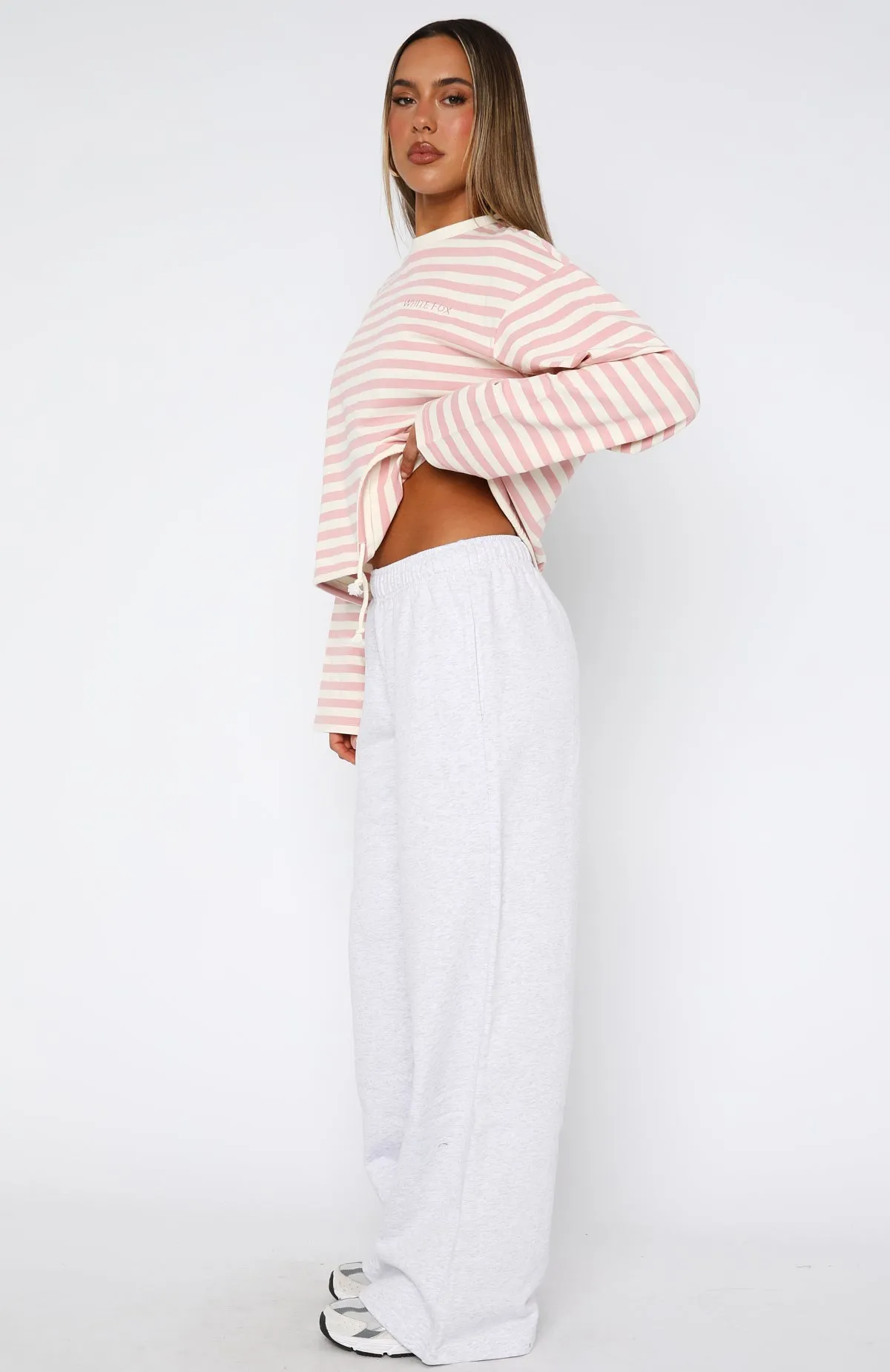 Soft Stretch Give It A Rest Wide Leg Sweatpants Grey Marle