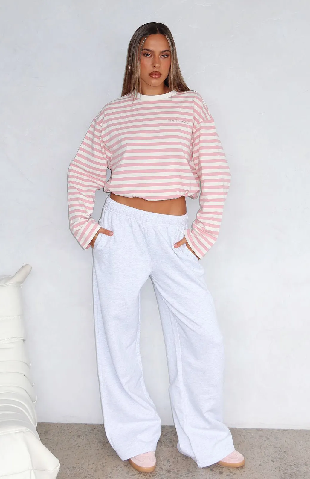 Street Style Give It A Rest Wide Leg Sweatpants Grey Marle