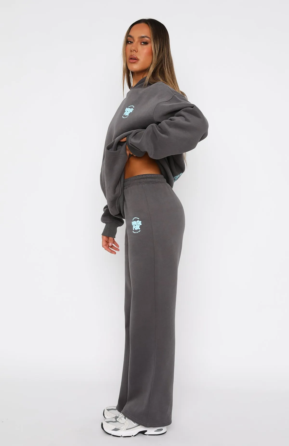 Soft Texture With Love For You Wide Leg Sweatpants Volcanic