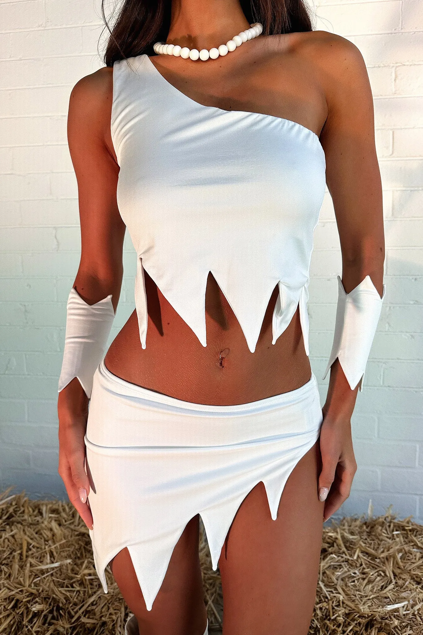 Soft Touch Dino Skirt - White