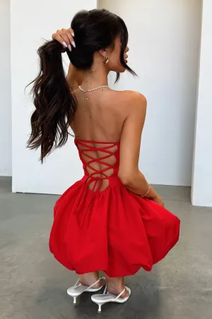 Elegant short cocktail dress Bluebell Bubble Skirt Mini Dress - Red