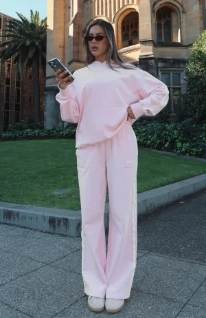 Star Student Wide Leg Sweatpants Pink Comfy Waistband