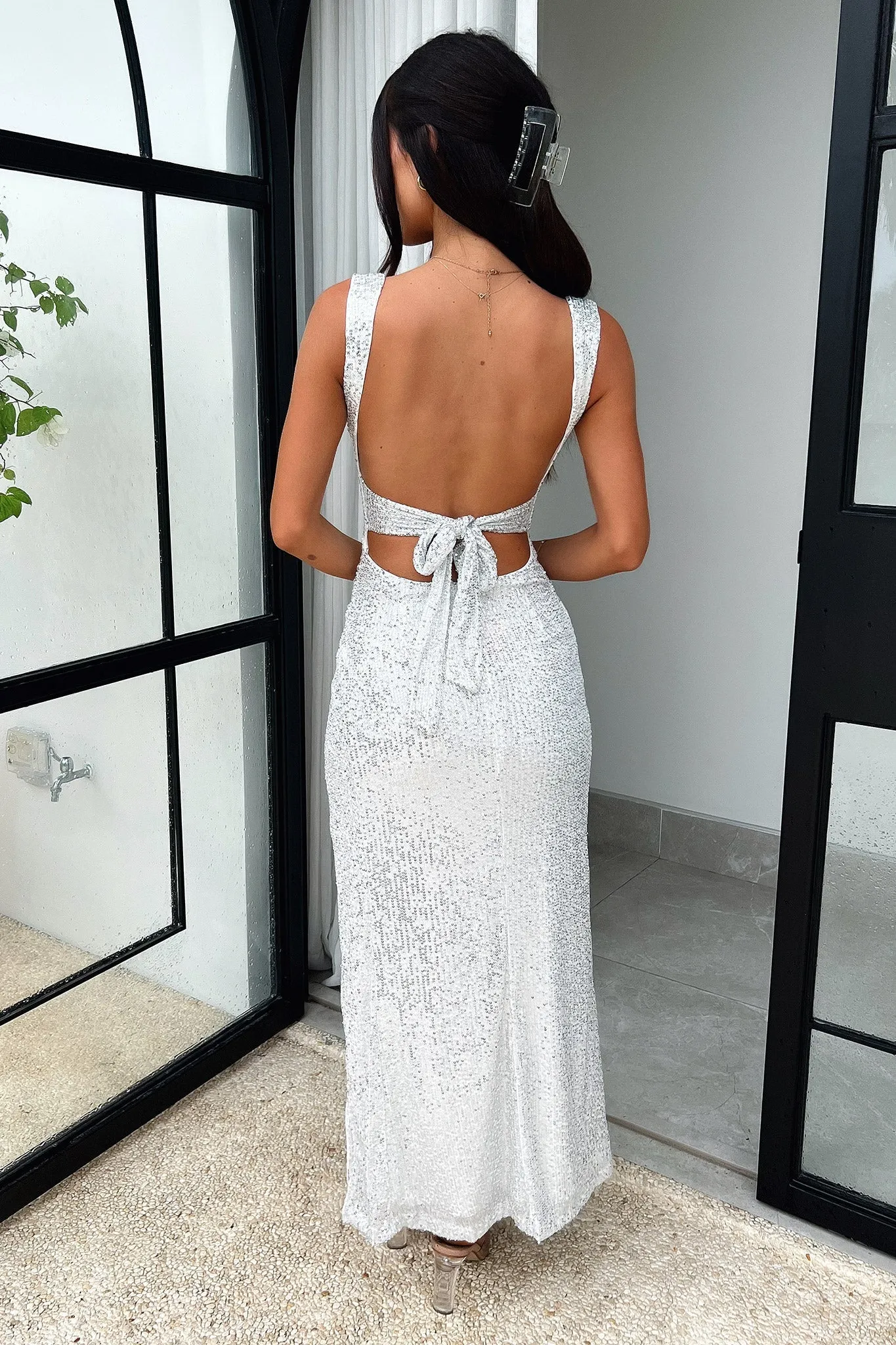 Statement Hem Athenia Maxi Dress - Silver
