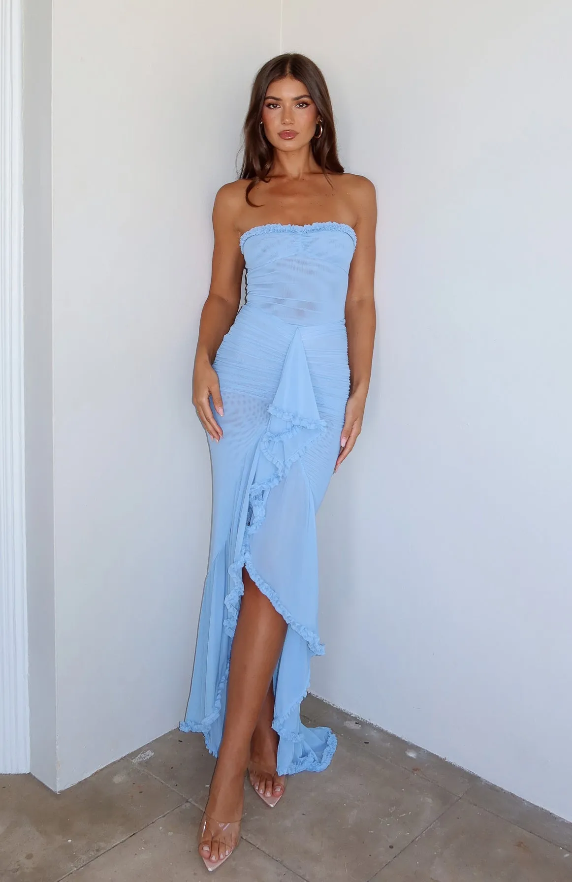 Still Got It Mesh Maxi Dress Sky Blue Magic Day Rose Soft