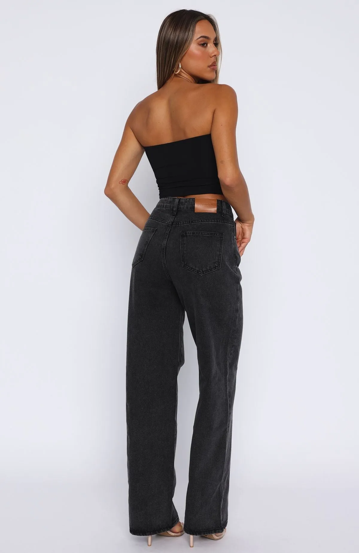 Straight fit Bring The Style High Rise Wide Leg Jeans Black Acid
