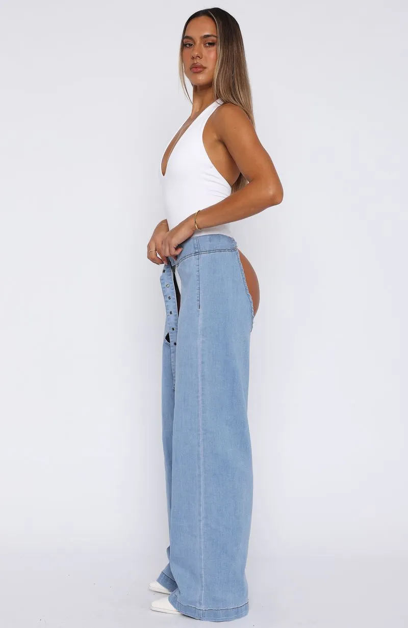 Straight Versatile She's Most Wanted Denim Chaps Light Blue