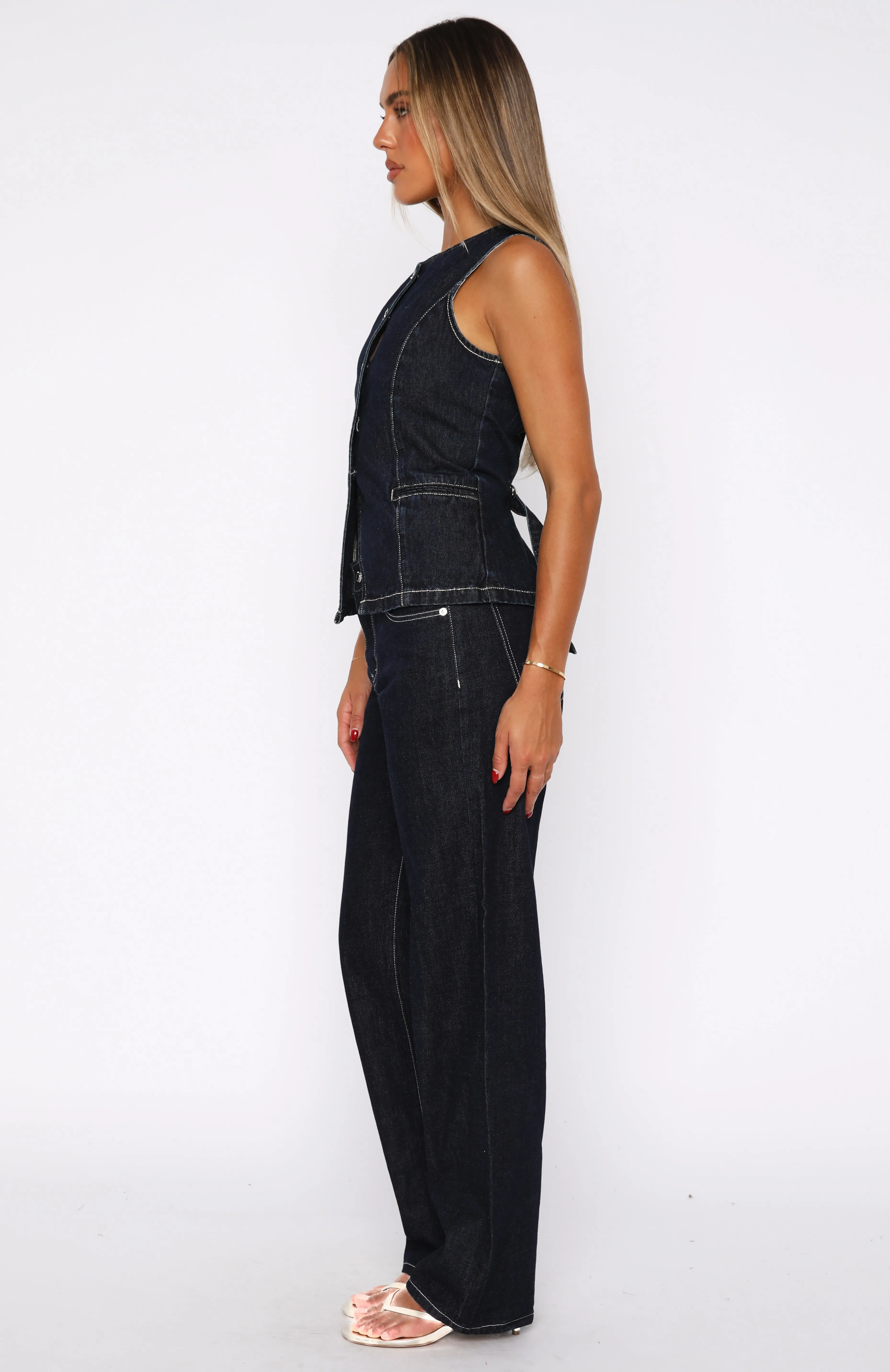 Street Fashion Zara Mid Rise Straight Leg Jeans Dark Navy