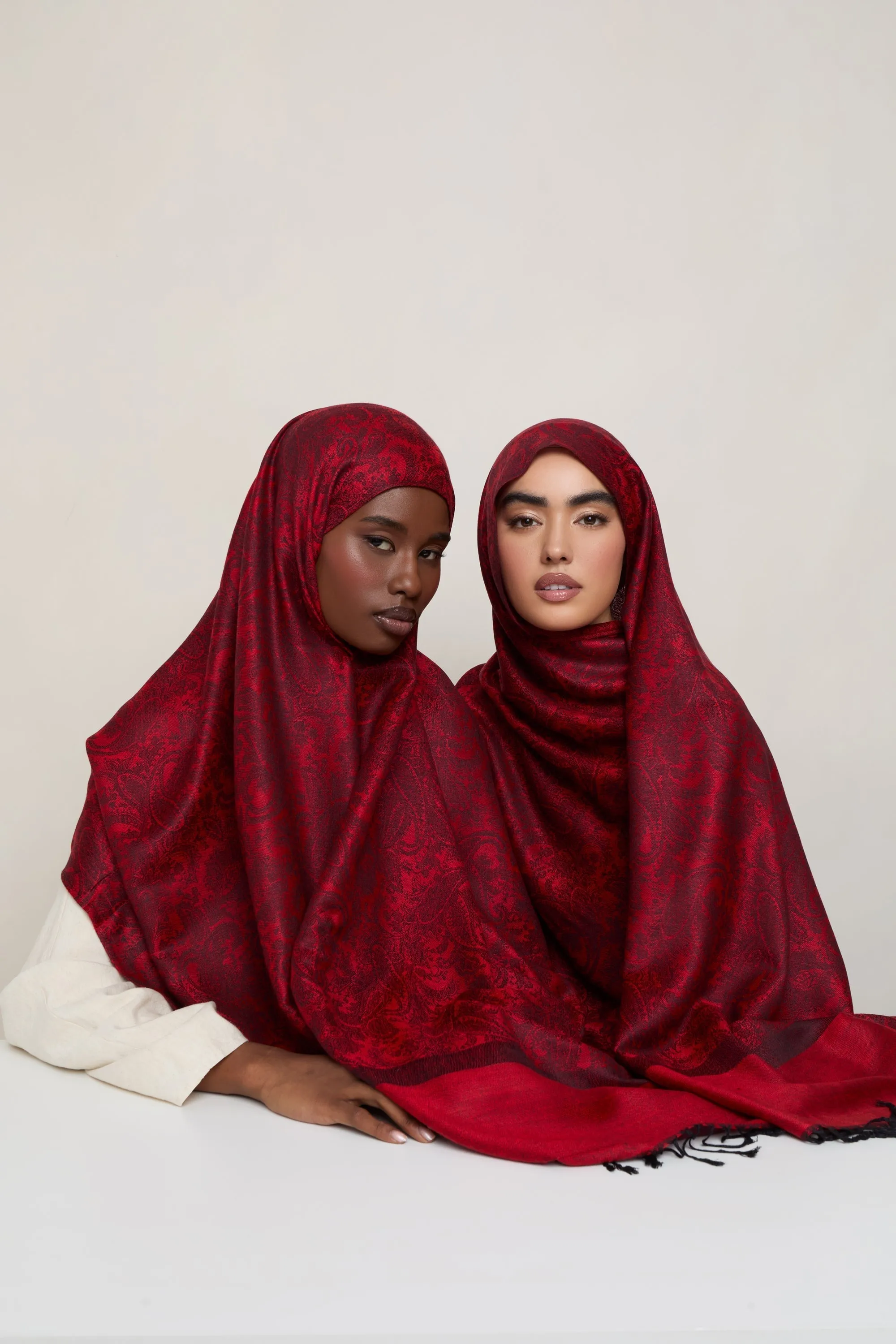 Pashmina Hijab Scarf - Burgundy Cold Casual Outfit