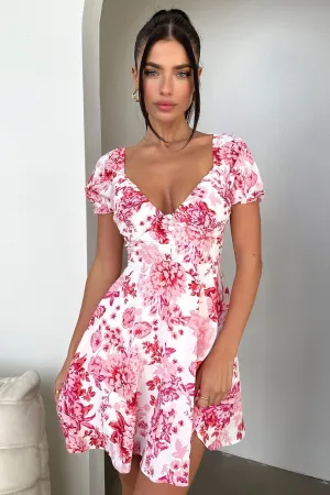 Solem Mini Dress - Pink/Red Floral Hot Star Effortless chic mini
