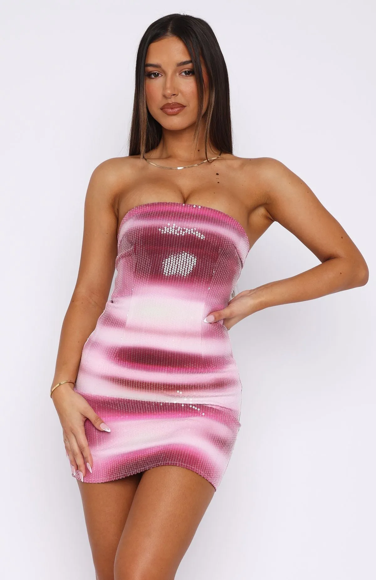 Style Icon Make Up My Mind Sequin Mini Dress Boysenberry Ripple
